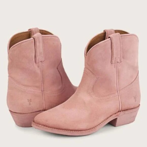 NEW FRYE Billy Short Suede Boots in dusty pink for women 925 13t7 - Picture 2 of 10